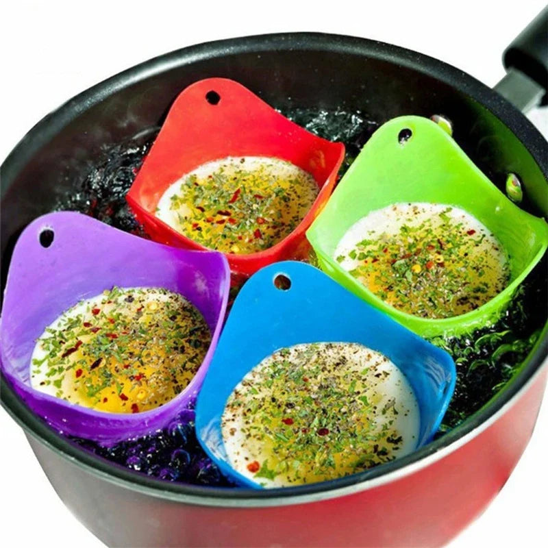 4pcs Silicone Egg Poacher Cups | Non-Stick Egg Boiler Mold for Microwave, Air Fryer, and Stovetop