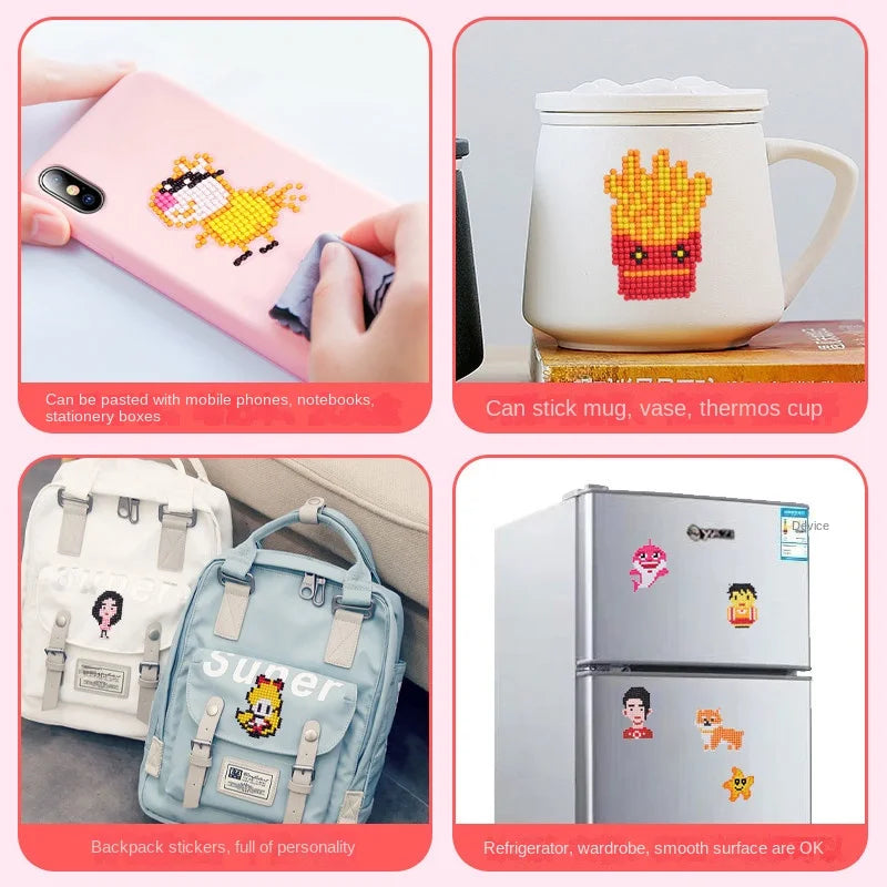 Child Diamond DIY Painting Sticker Set | Colorful Cartoon Arts and Crafts Gift for Kids