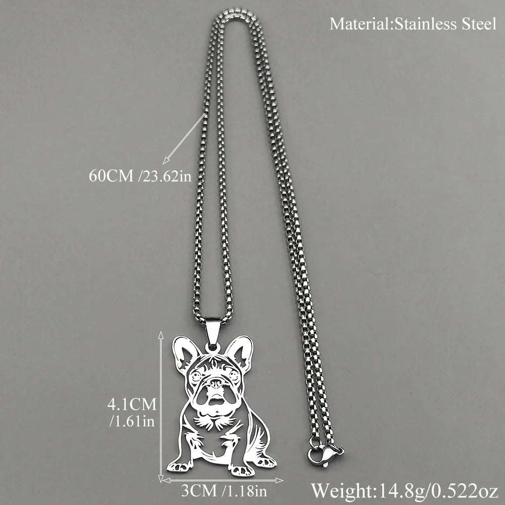 French Bulldog Pendant Necklace | Stainless Steel Dog Jewelry for Women Men