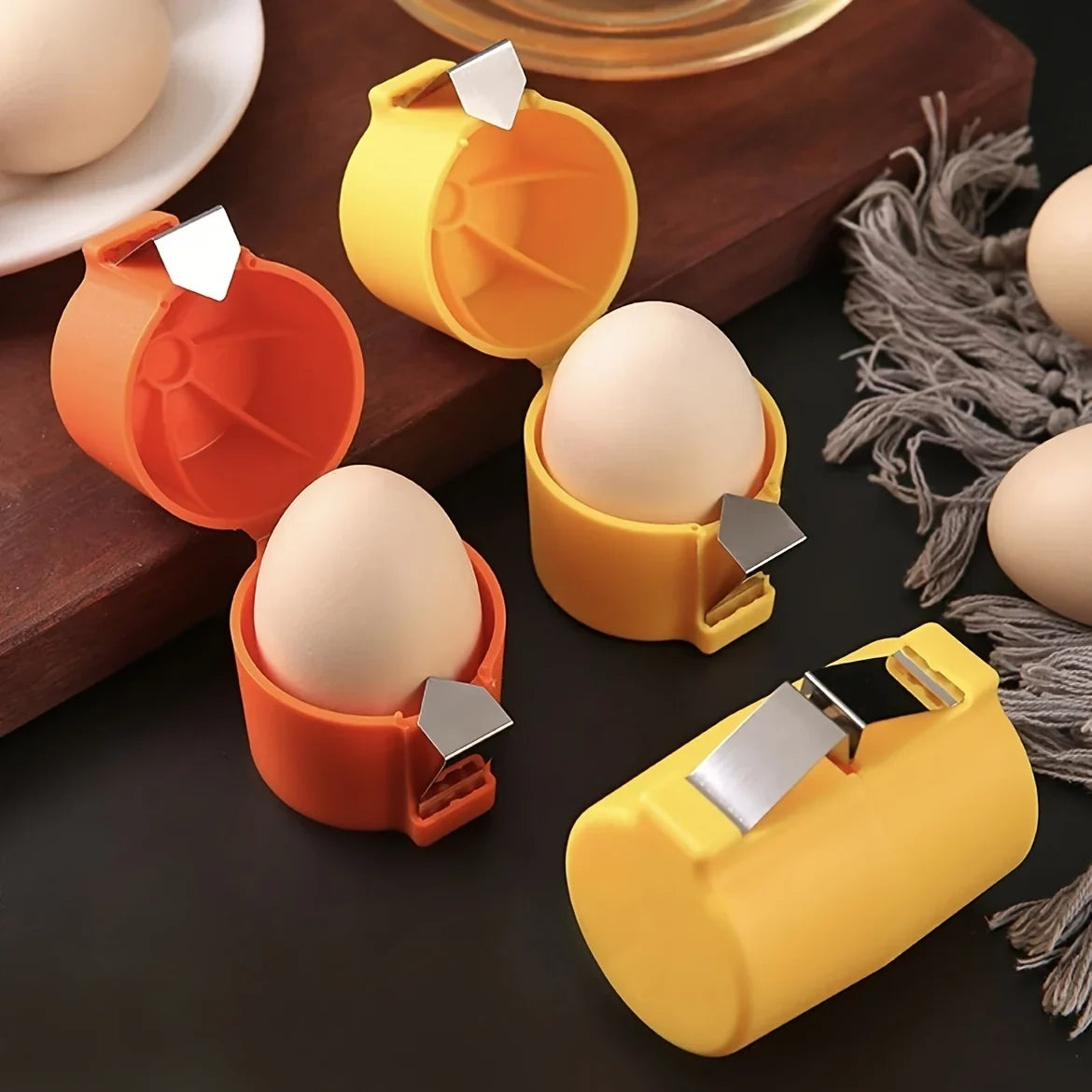 Manual Egg Shell Opener | Non-Stick Plastic Egg Cracker for Raw and Boiled Eggs