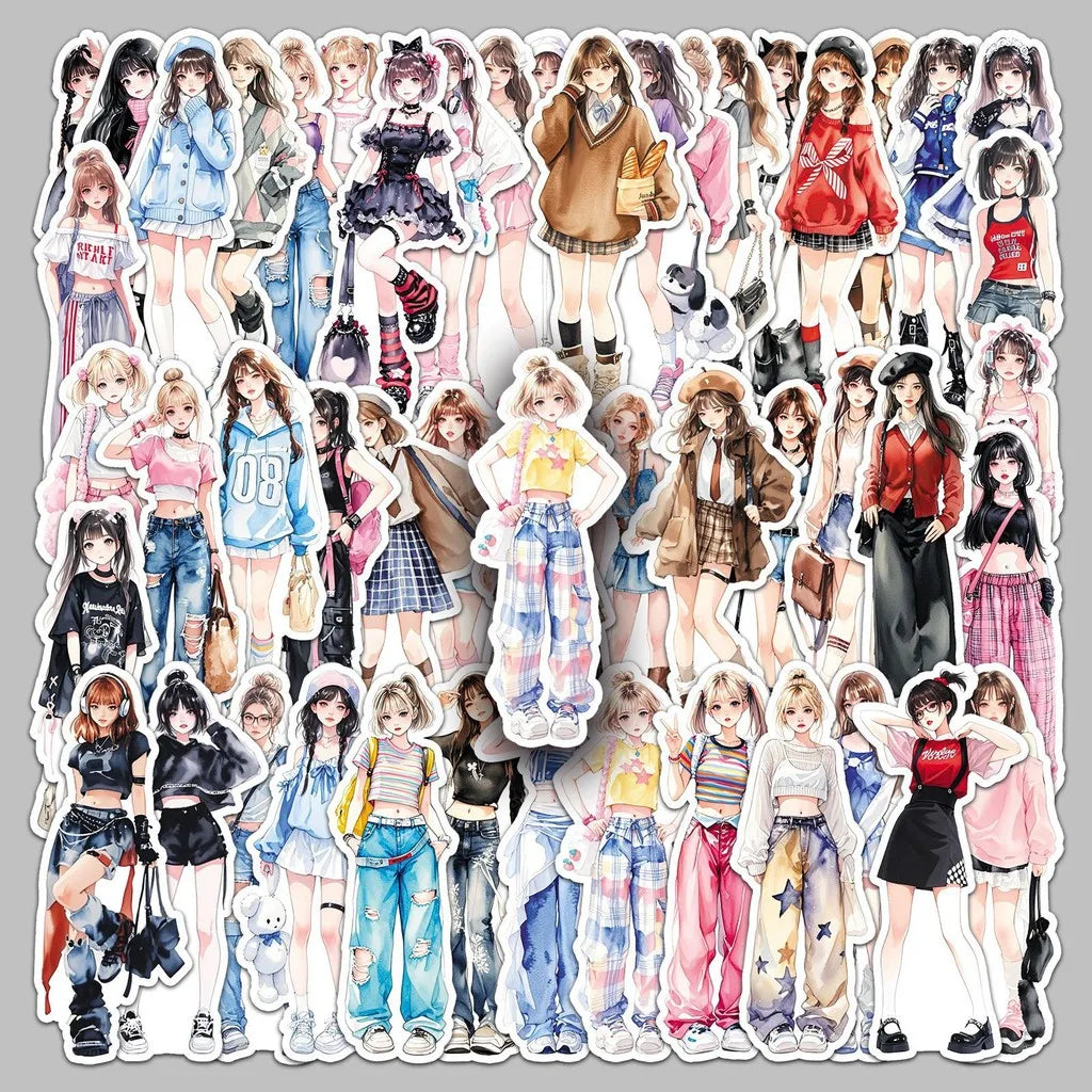 50 Unique Fashion Sticker Set | Trendy Cartoon Decals for Clothing Scrapbooking and DIY Crafts