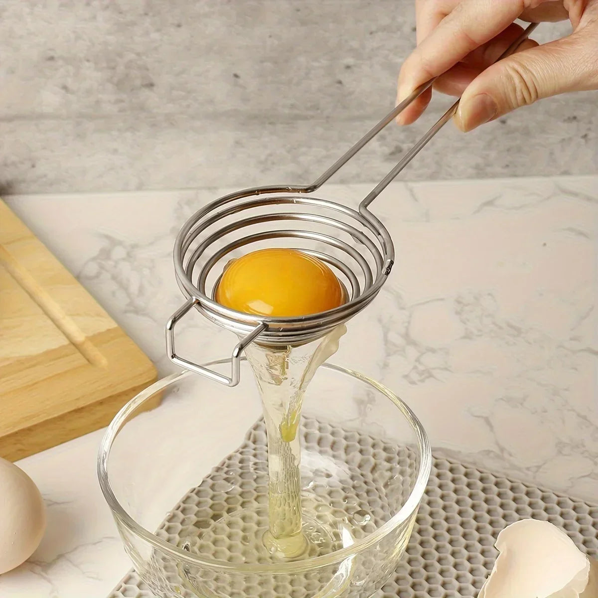 Premium Stainless Steel Egg Yolk Separator | Effortless Egg White and Yolk Divider with Filter Function