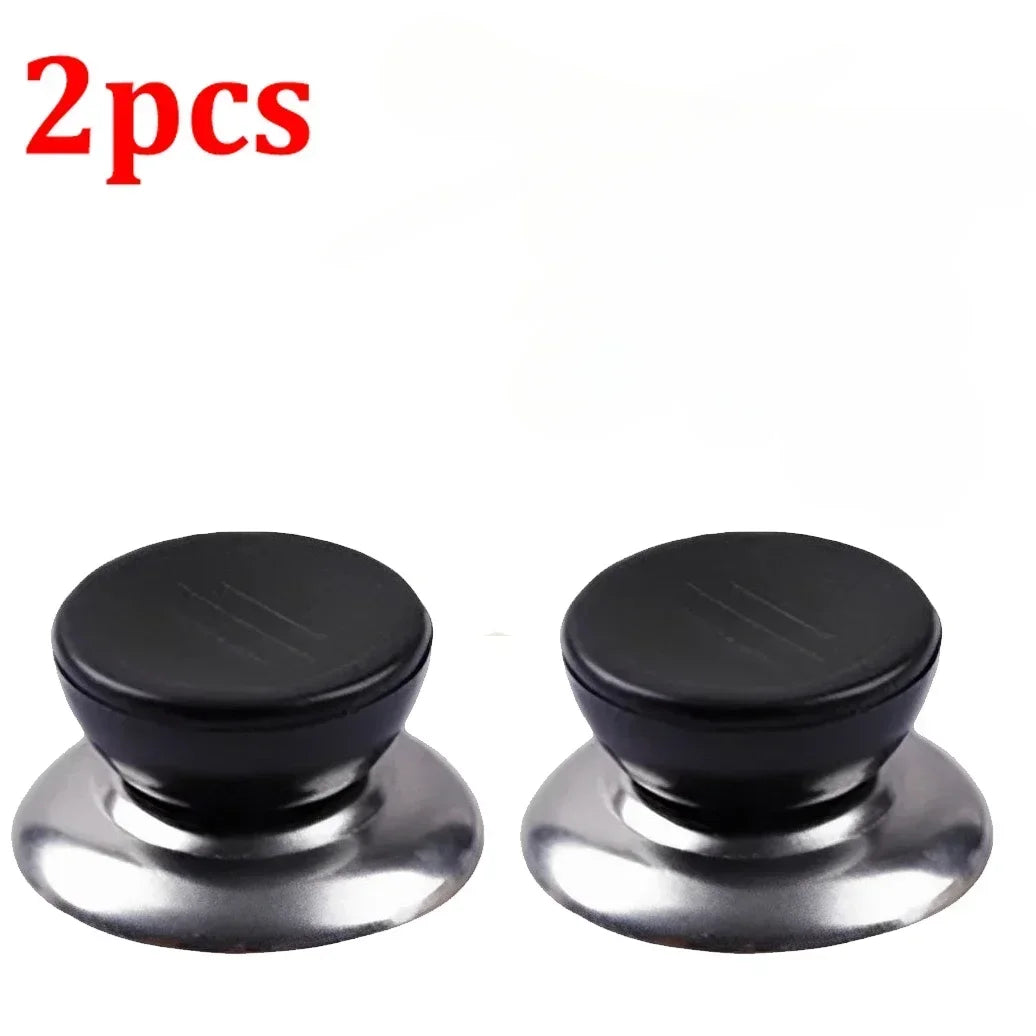 4 Pieces Universal Pot Lid Handle Knob Covers | Black and Silver Cookware Handles