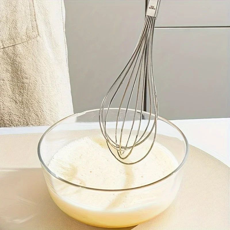 Stainless Steel Egg Beater | Manual Household Wooden Handle Mixer