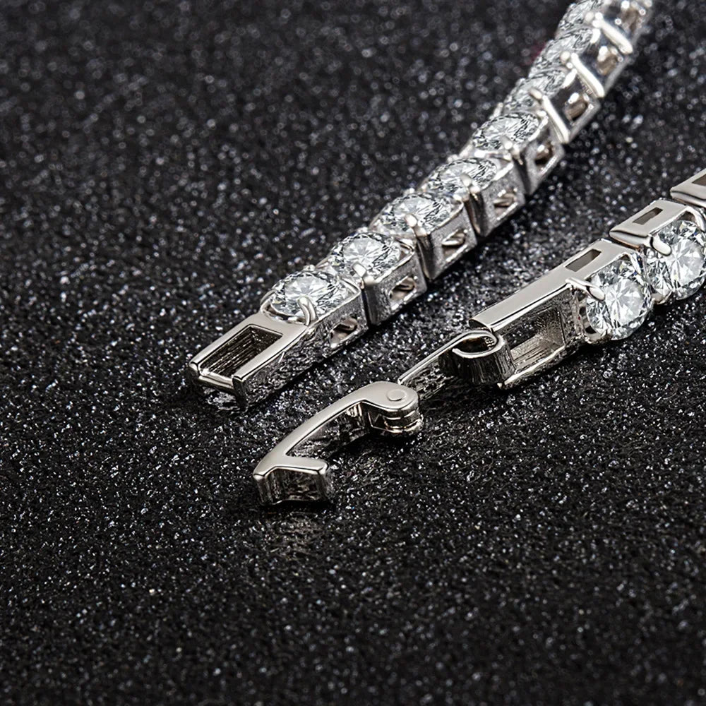 S925 Sterling Silver Tennis Bracelet with Zirconia | 4mm Fashion Wedding Jewelry