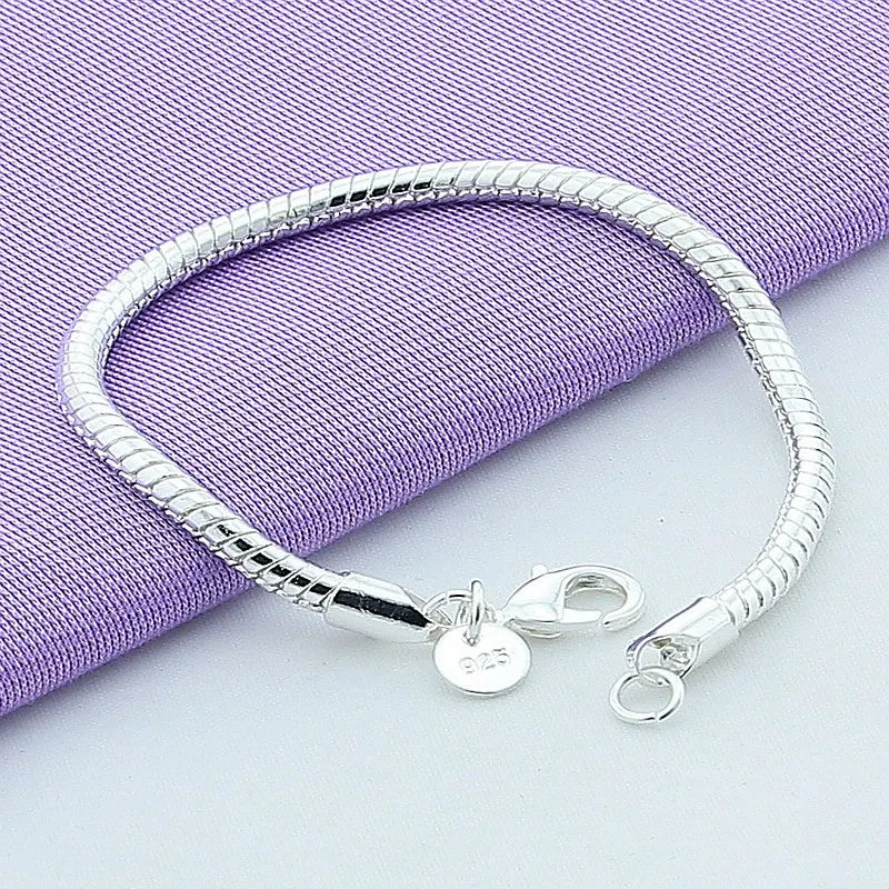 Sterling Silver Snake Chain Bracelet 3mm | DIY Jewelry Gift for Women