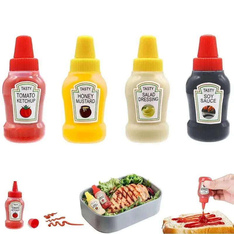 Mini Squeeze Condiment Bottles | 25ml Portable Camping Ketchup Oil Cruet Set