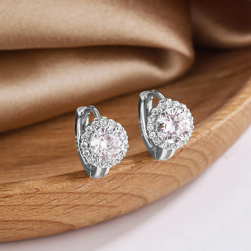 Huitan Cubic Zirconia Hoop Earrings | Dainty Fashion Jewelry for Women