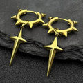 Stainless Steel Star Cross Hoop Earrings | Punk Kpop Y2K Drop Earrings for Women