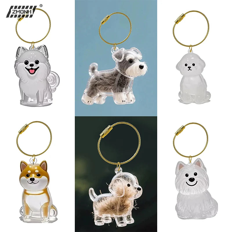 Clear Puppy Hair Memorial Keepsake Capsule | Pet Fur Container DIY Pendant Keychain