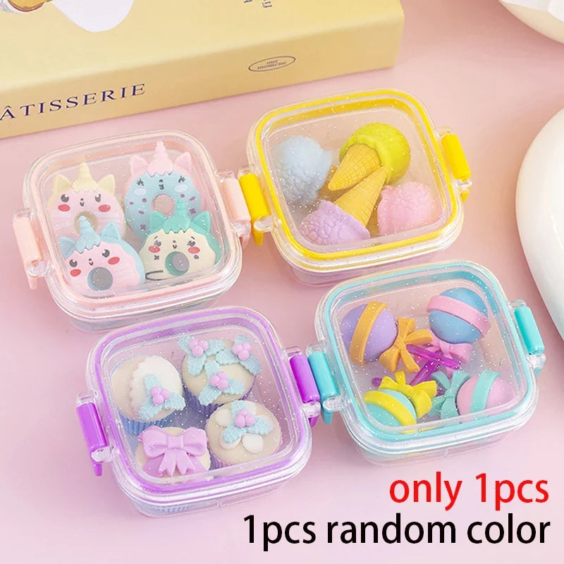 Lunch Box Eraser Set | Creative School Stationery Gift