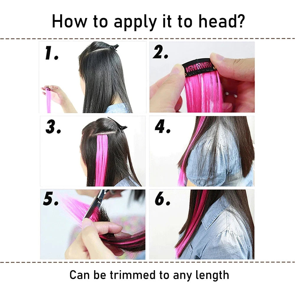 18 Inch Curly Clip In Hair Extensions Set | Colorful Highlight Synthetic Hairpieces