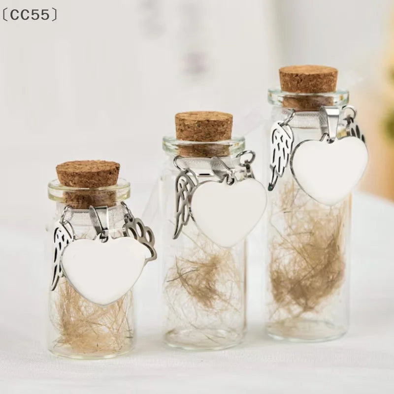 Pet Memorial Bottle | Dog Cat Fur Keepsake with 3 Silver Accessories