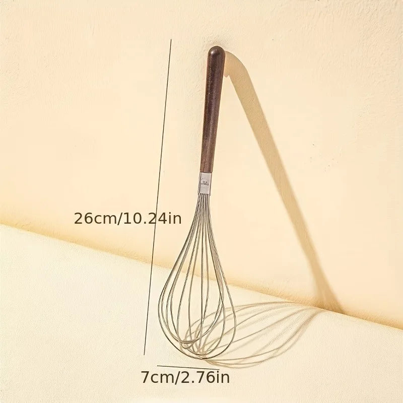 Stainless Steel Egg Beater | Manual Household Wooden Handle Mixer