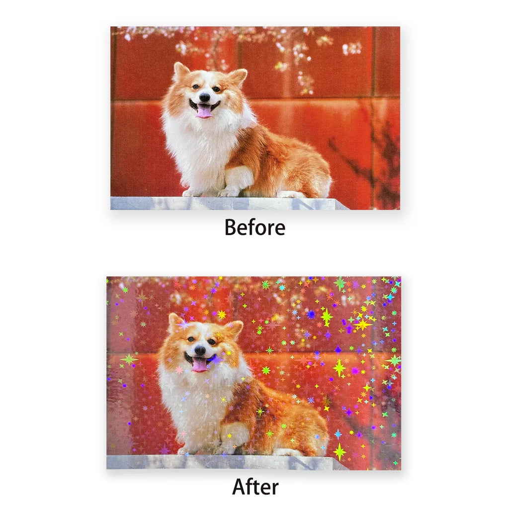 50 Sheets Holographic Cold Lamination Film | Clear Self-Adhesive Waterproof Overlay