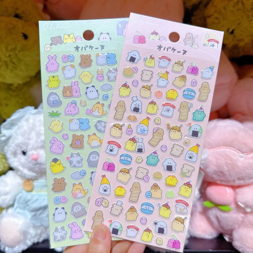 3D Crystal Stickers 4PCS | Cute Animal & Ghost Reward Decals for Kids