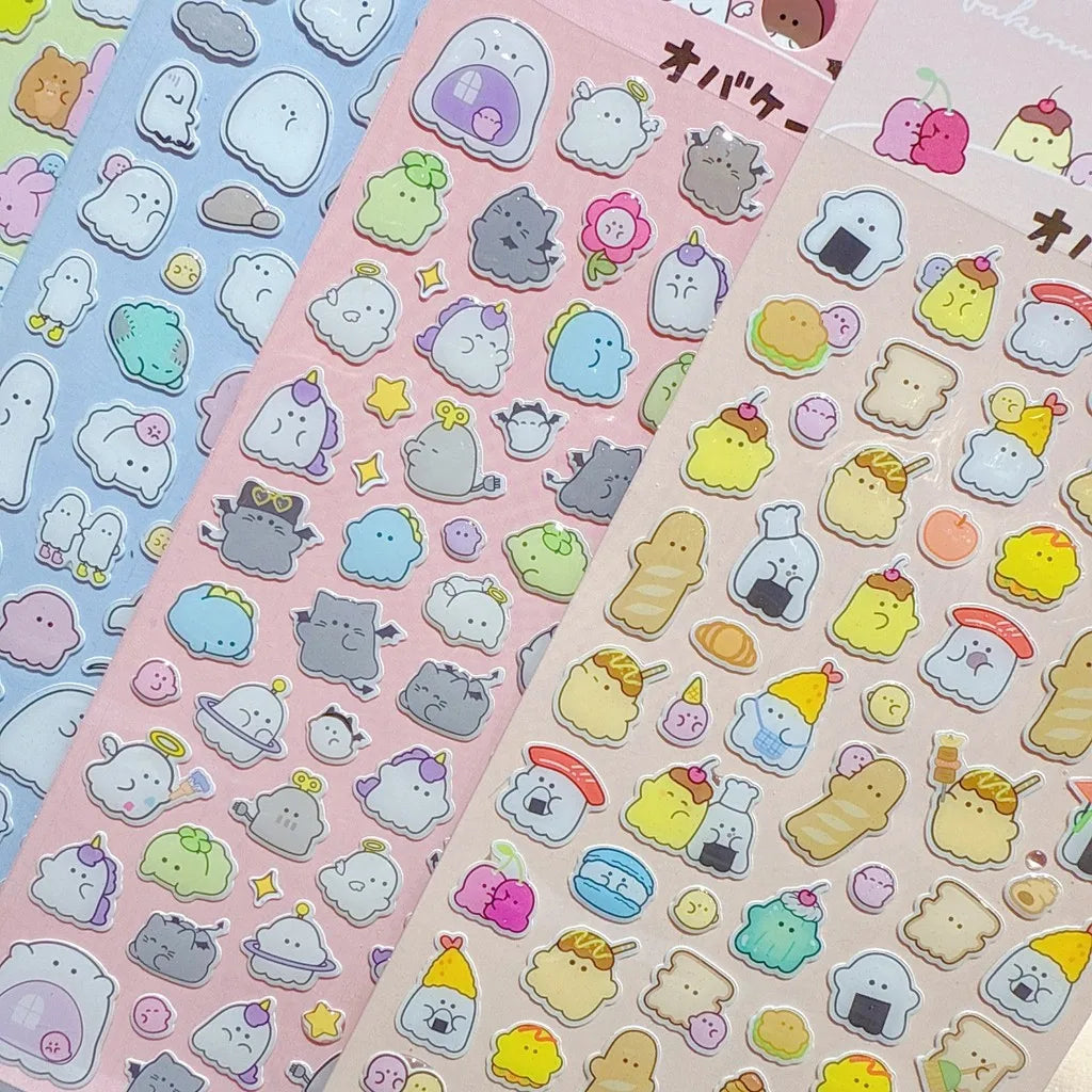 3D Crystal Stickers 4PCS | Cute Animal & Ghost Reward Decals for Kids