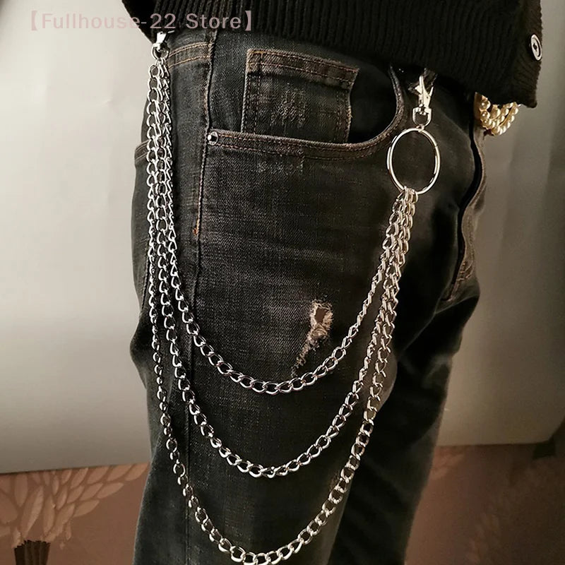 MAX-22 Punk Hip-Hop Metal Belt Chain | 2/3 Layer Long Waist Chain for Jeans