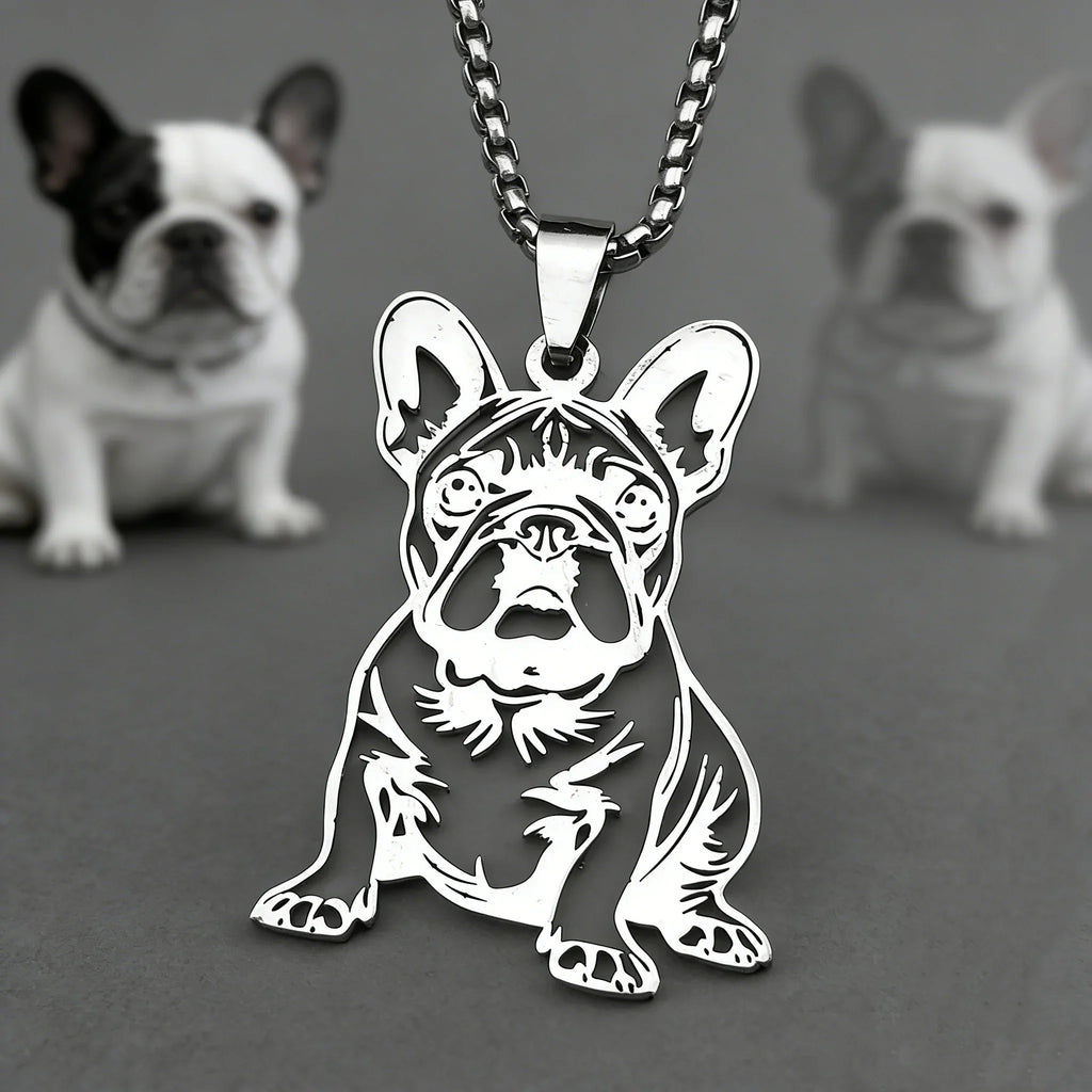 French Bulldog Pendant Necklace | Stainless Steel Dog Jewelry for Women Men