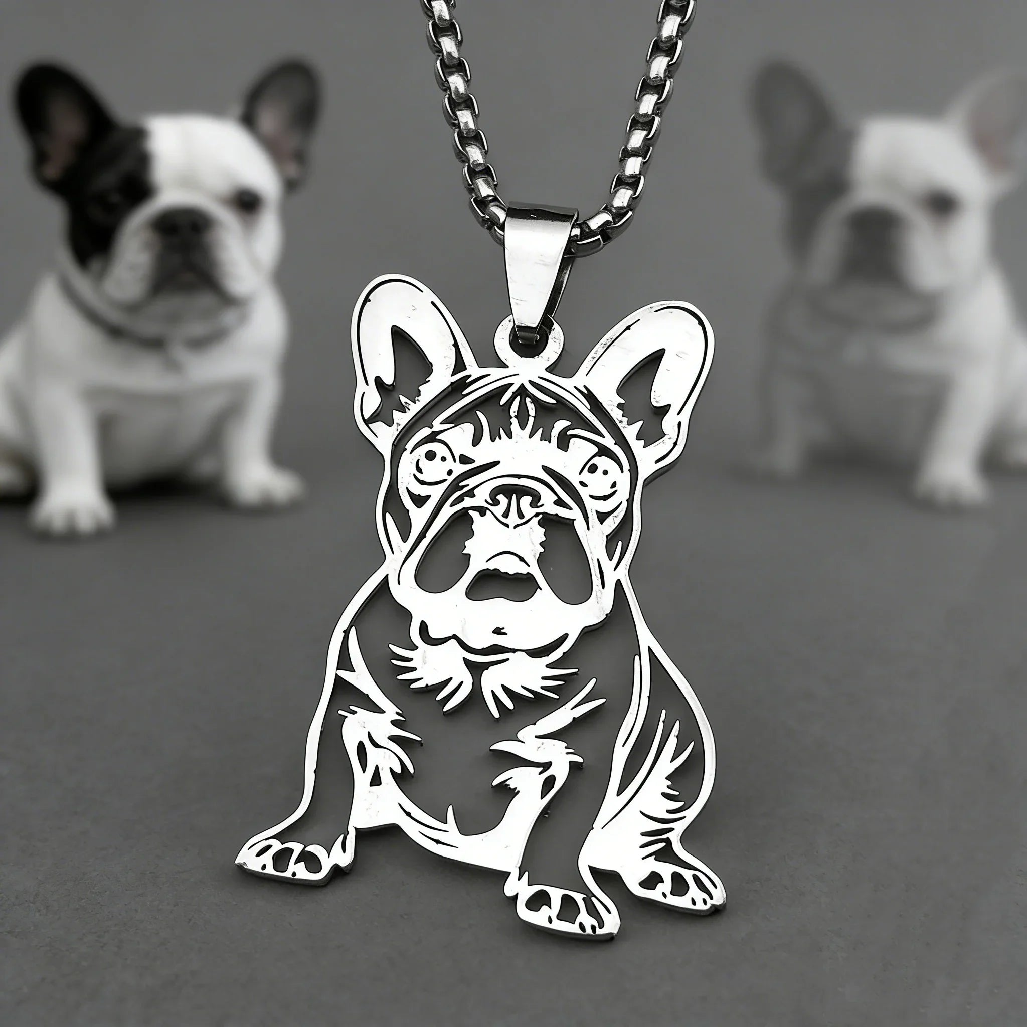 French Bulldog Pendant Necklace | Stainless Steel Dog Jewelry for Women Men