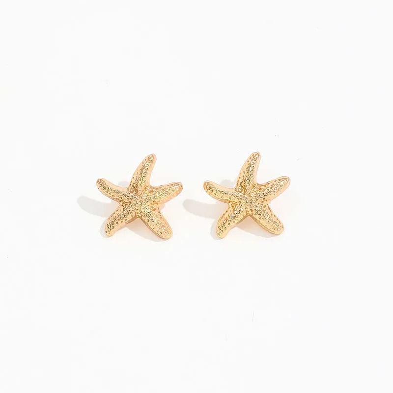 Punk Metal Starfish Stud Earrings for Women | Fashion Gold Color Geometric Jewelry