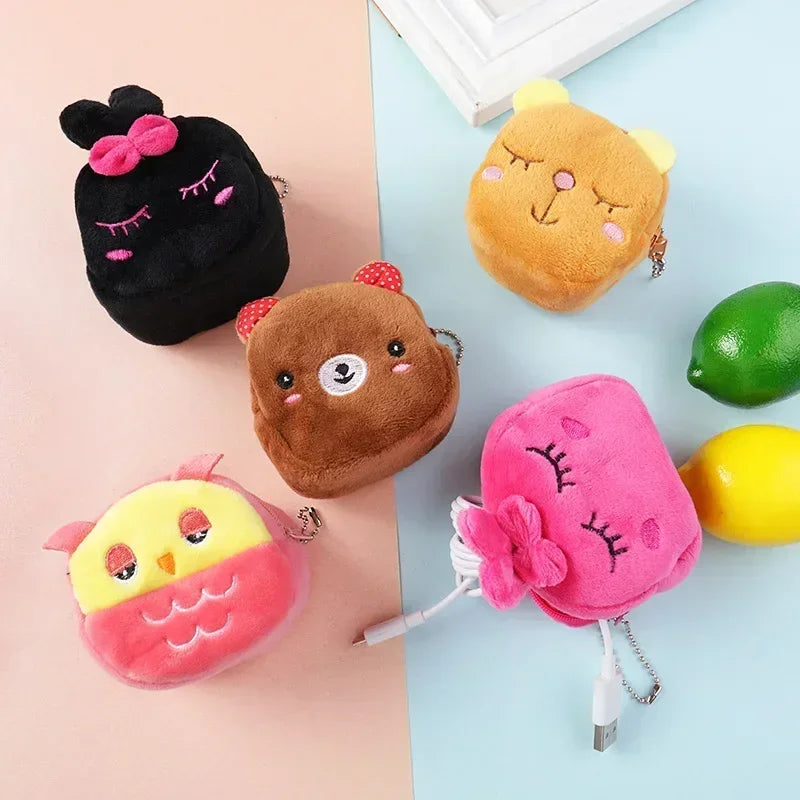 Cute Animal Plush Coin Purse | Zipper Change Purse with Keychain Mini Wallet