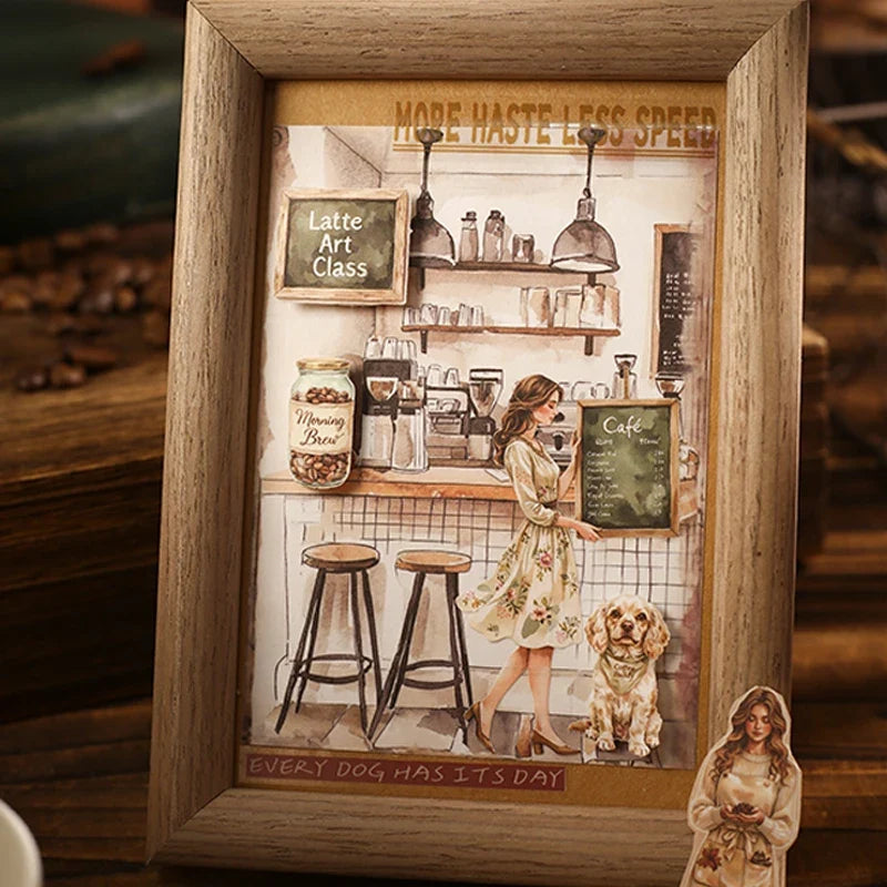 Coffee Sticker Book for DIY Scrapbooking | 20pcs Cafe Story Series