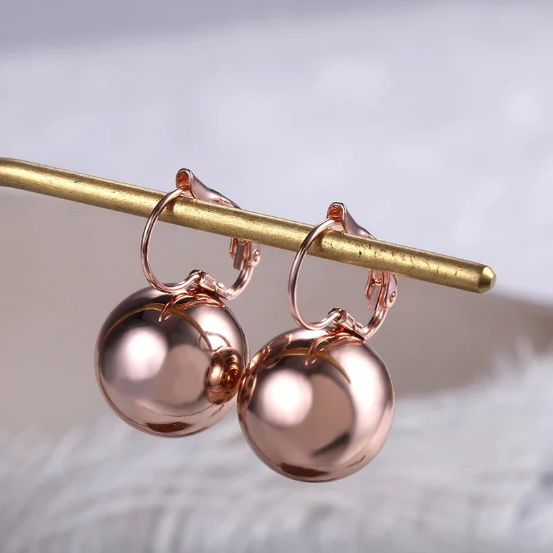 Smooth Ball Drop Earrings for Women | Creative Gold White Rosegold Dangle Jewelry