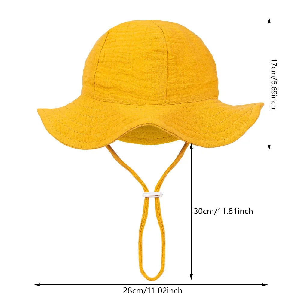 Baby Cotton Bucket Hat for Summer Sun Protection | Unisex Outdoor Panama Hat for Boys Girls