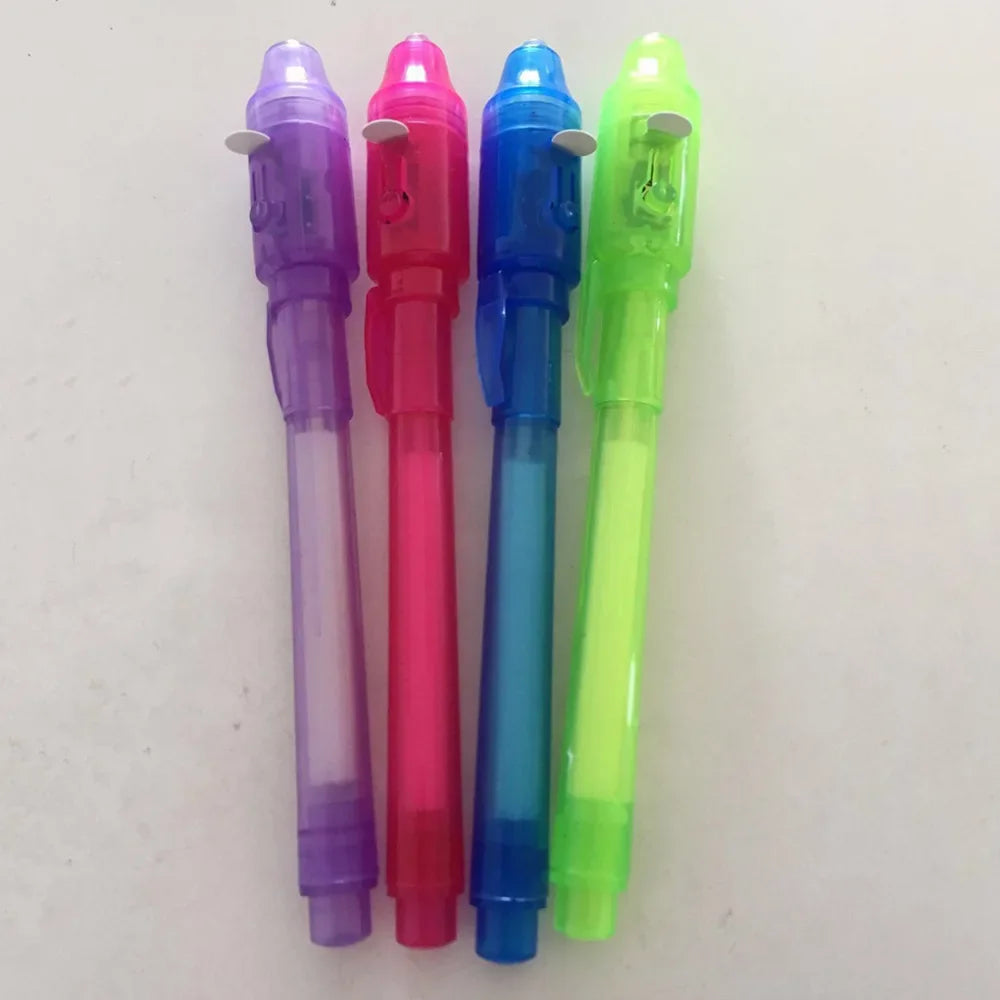 4pcs Luminous Light Pen Set | 2 in 1 UV Black Light Combo Drawing Invisible Ink Pen for Kids