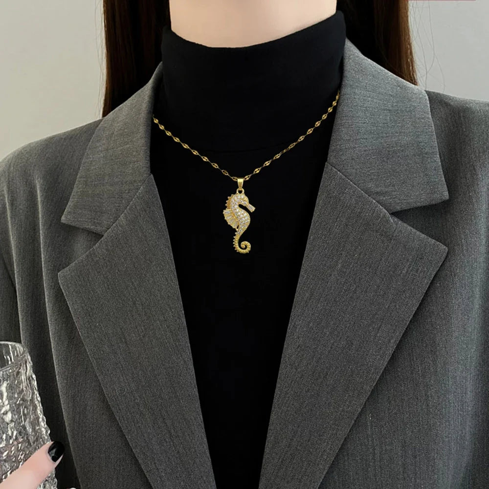Seahorse Pendant Necklace | Light Luxury Niche Jewelry for Women