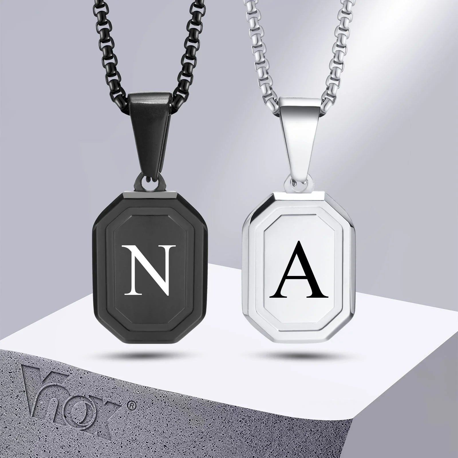 Personalized Initial Geometric Necklace | Stainless Steel Letter Pendant for Men and Women