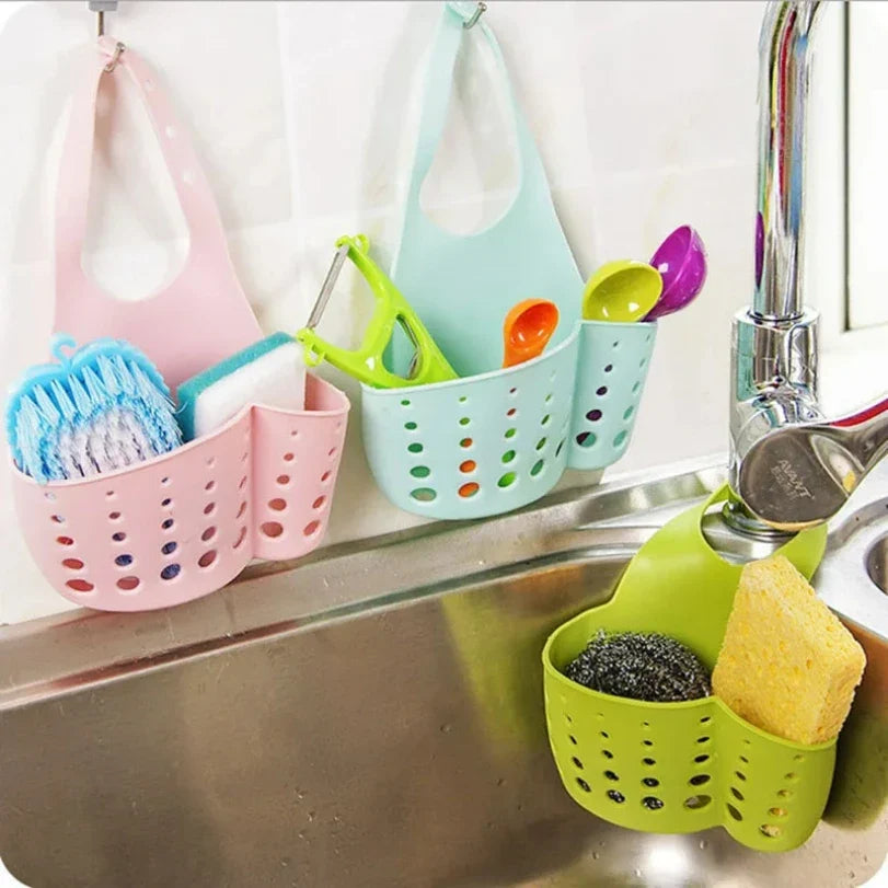 Kitchen Sink Holder Hanging Drain Basket | Adjustable Soap Sponge Shelf Organizer