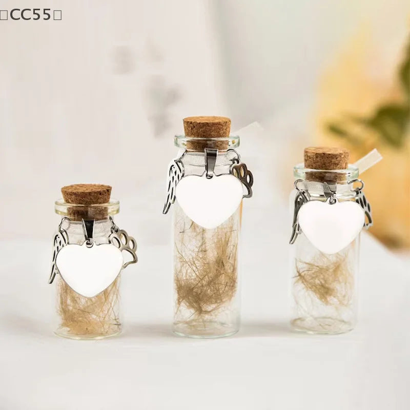 Pet Memorial Bottle | Dog Cat Fur Keepsake with 3 Silver Accessories