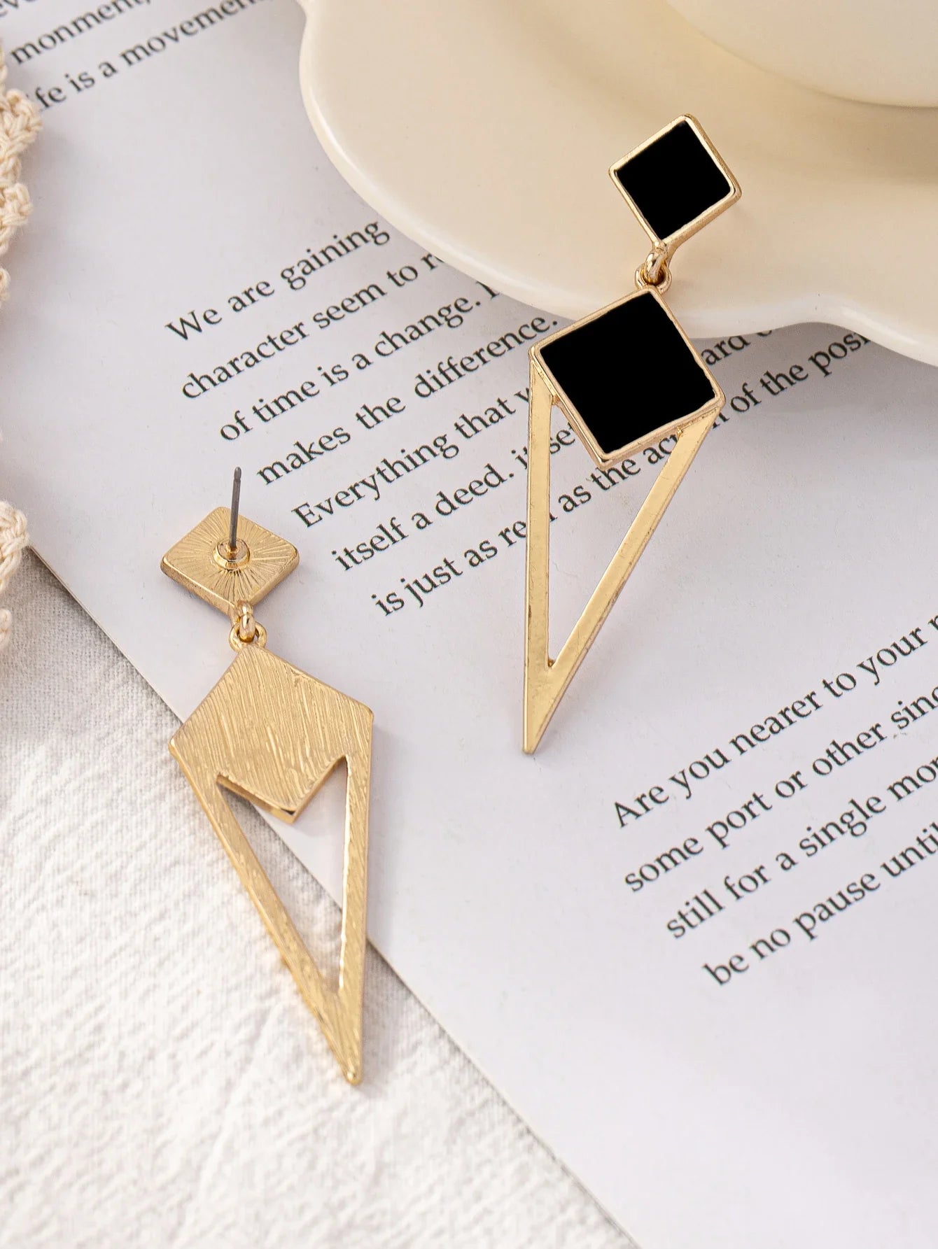 Alloy Diamond-Shaped Oil-Drip Stud Earrings | Summer Trendy Geometric Jewelry