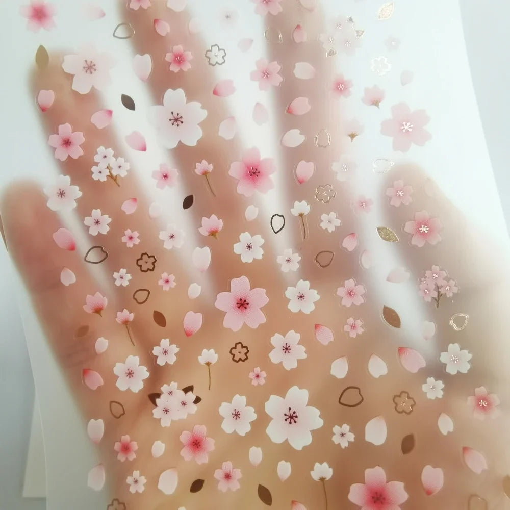 Korean Cherry Blossom Petal Stickers | Sakura Scrapbook and Stationery Set