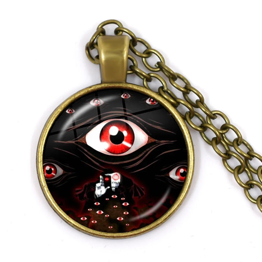 Gothic Alucard Pentagram Pendant Necklace | 25mm Glass Cabochon Statement Jewelry