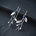 Silver blueberry earrings | Elven style botanical drop earrings