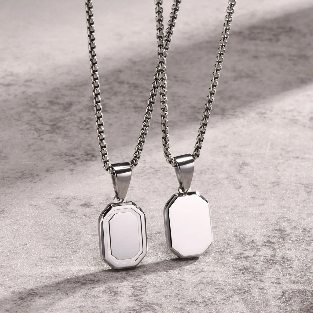 Personalized Initial Geometric Necklace | Stainless Steel Letter Pendant for Men and Women