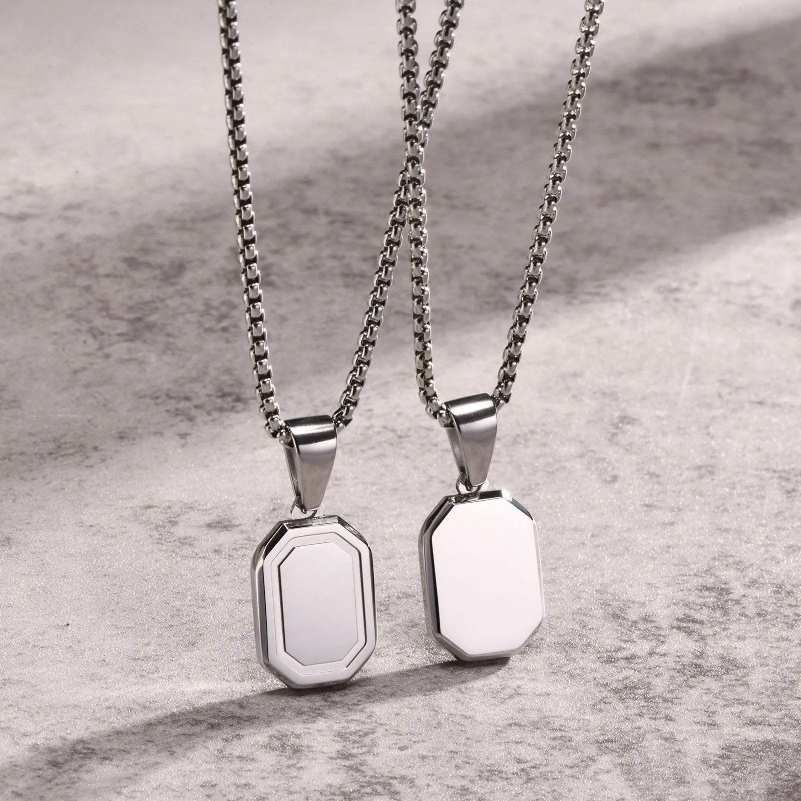 Personalized Initial Geometric Necklace | Stainless Steel Letter Pendant for Men and Women
