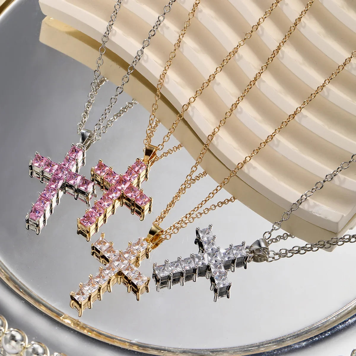 Cross Pendant Necklace for Women | Multi Color Crystal Jesus Pendant Jewelry