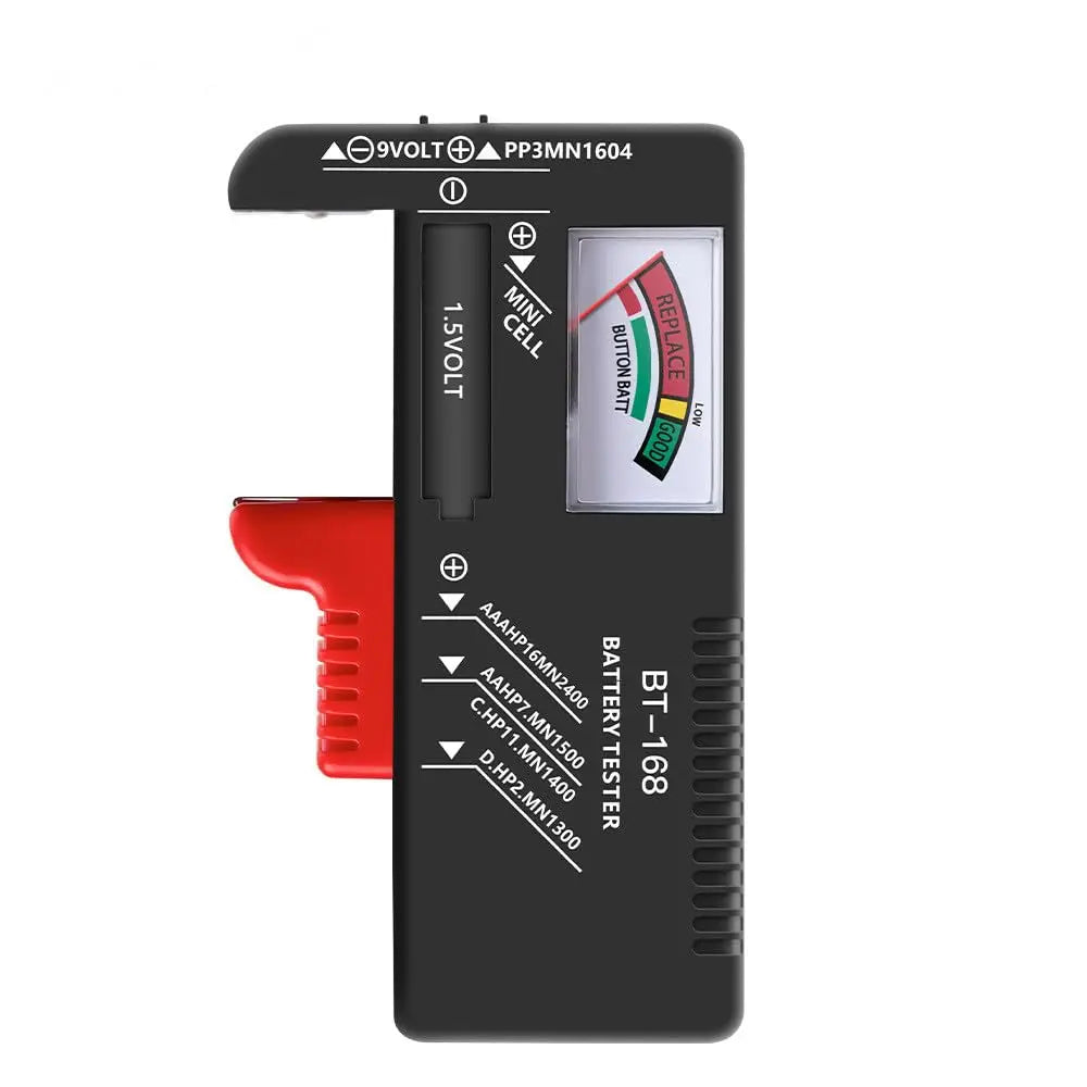 BT-168 Universal Battery Tester | Compact Household Power Meter for AA, AAA, C, D, 9V, and Button Cells