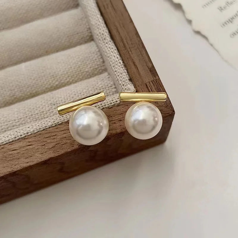 Grey Imitation Pearl Drop Earrings | French Minimalist Jewelry for Women