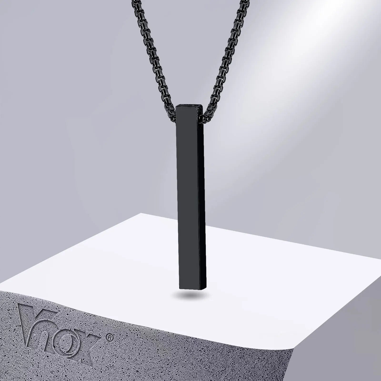 Vinox 5mm Pillar Necklace | Unisex Stainless Steel Geometric Pendant