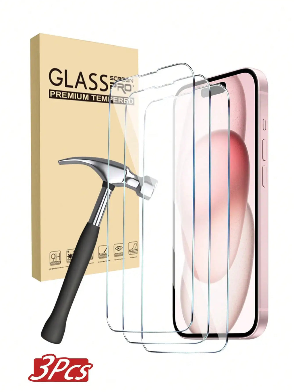 3PCS HD Clear Tempered Glass Screen Protector for iPhone 17 16 15 14 13 12 11 Pro Max XS XR 9H Anti-Scratch Full Coverage