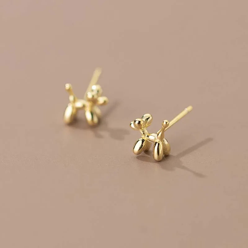 925 Sterling Silver Balloon Dog Stud Earrings | Fashion Animal Jewelry for Women Girls