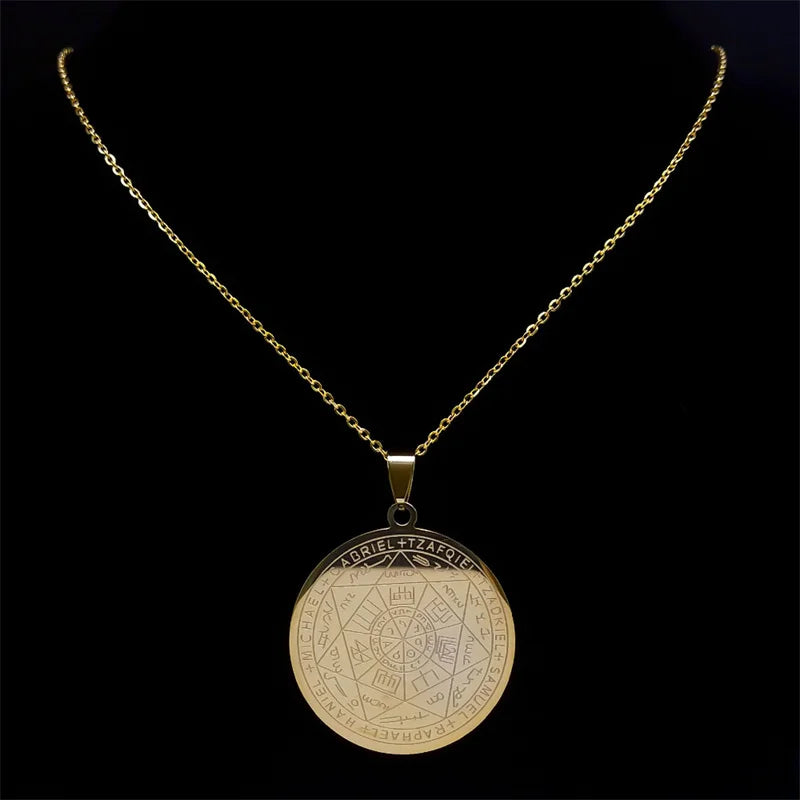 Seal of Seven Archangels Medal Necklace | Stainless Steel Protection Jewelry