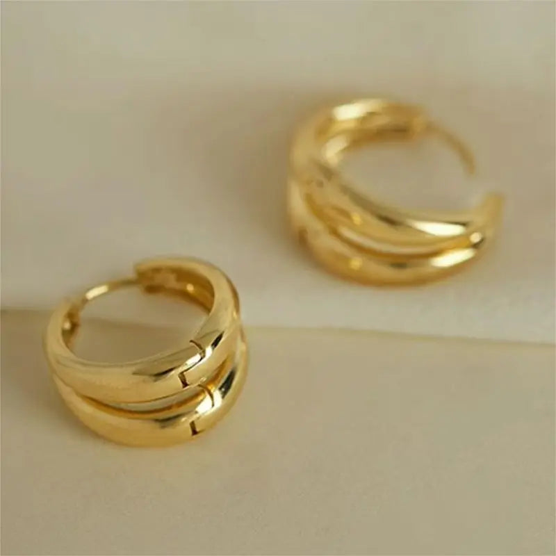 Vintage Drop Earrings | Gold-Tone Metal Stud Earrings for Women