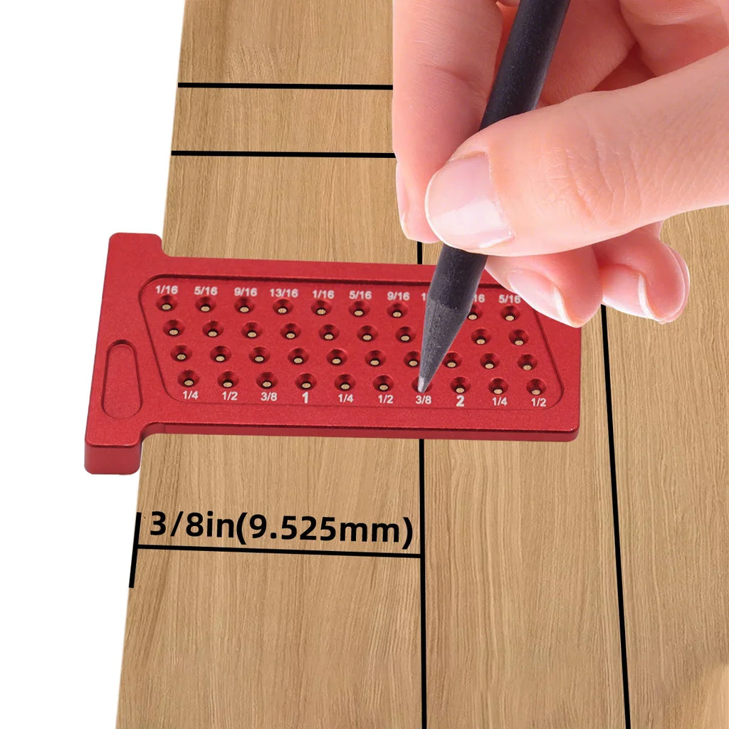 Woodworking Precision Hole Scribe T-Ruler | Aluminum Pocket Cross Calibration Tool for DIY Measuring