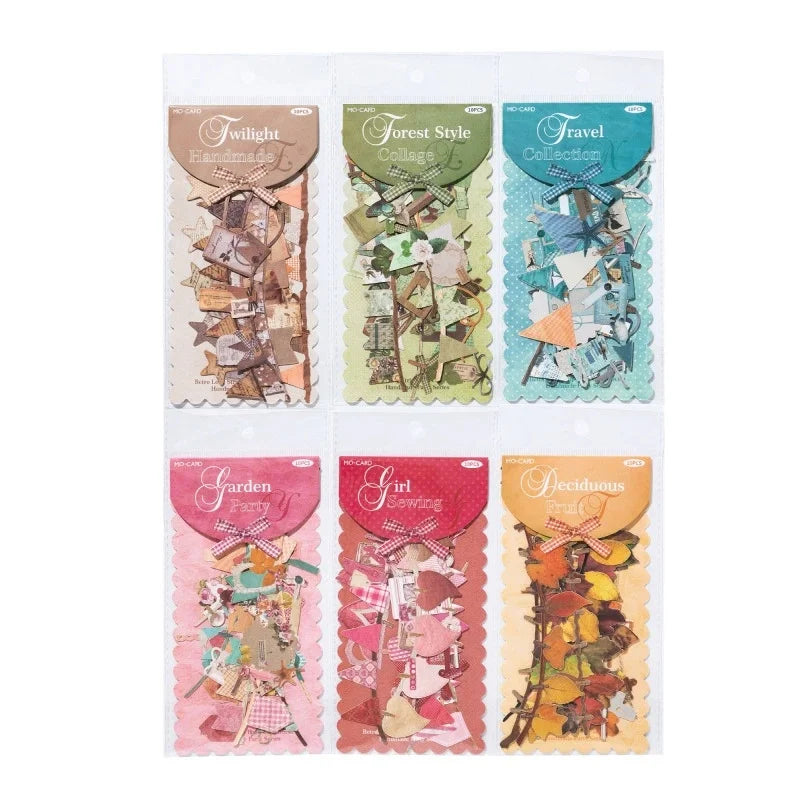 10 pcs Vintage Festival Hollow Landscape Scrapbook Stickers | Handmade Collage Journal Pack